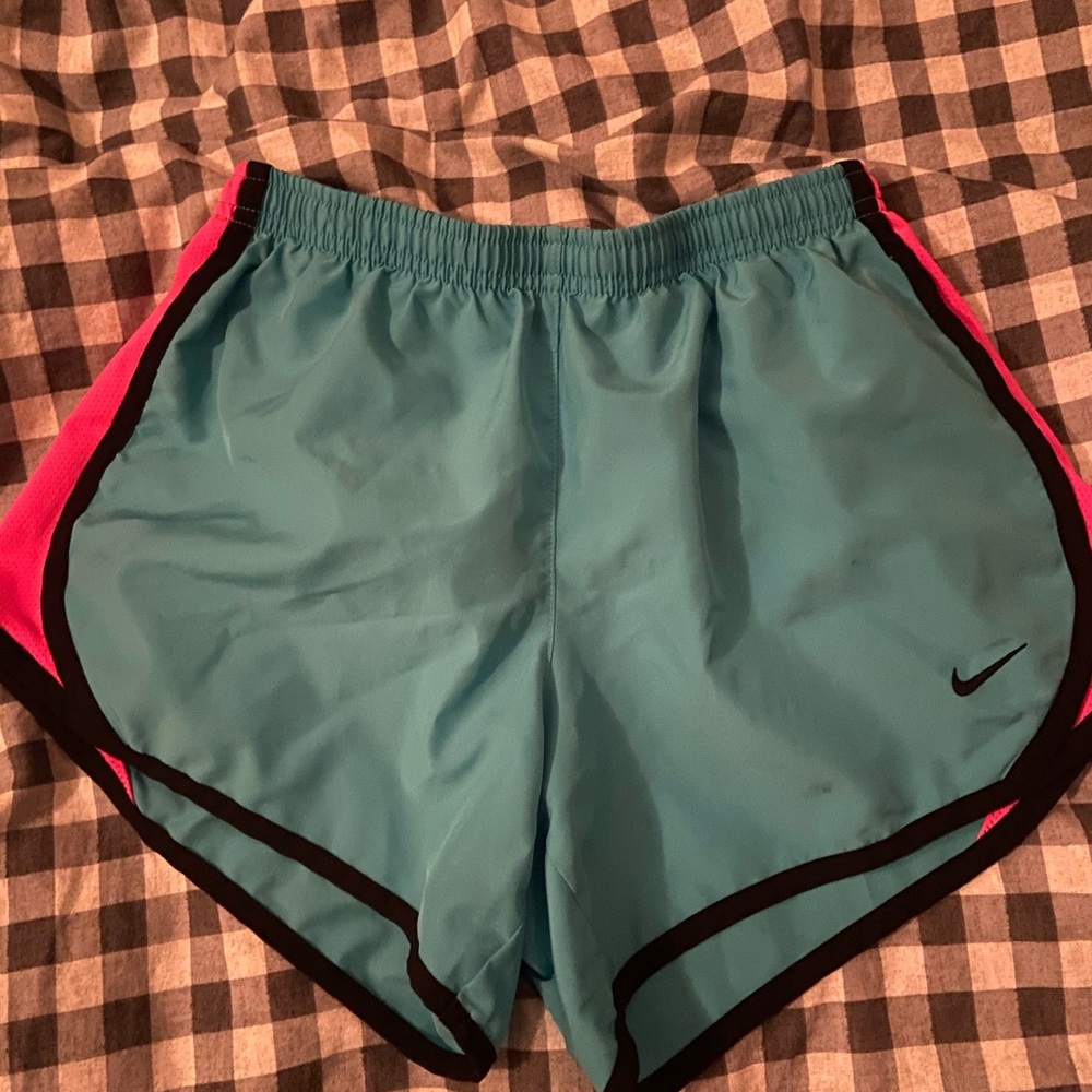 blue and pink nike shorts